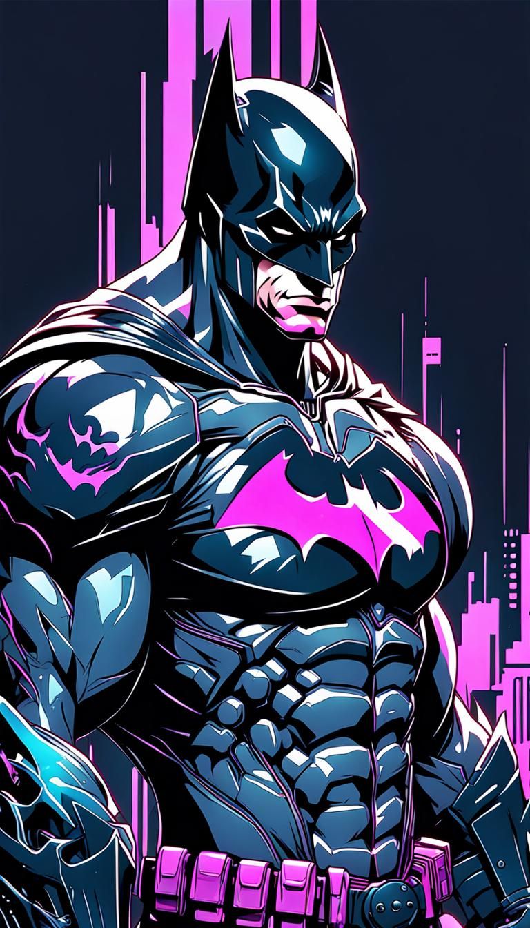 Futuristic Anime Batman in Cool Colors