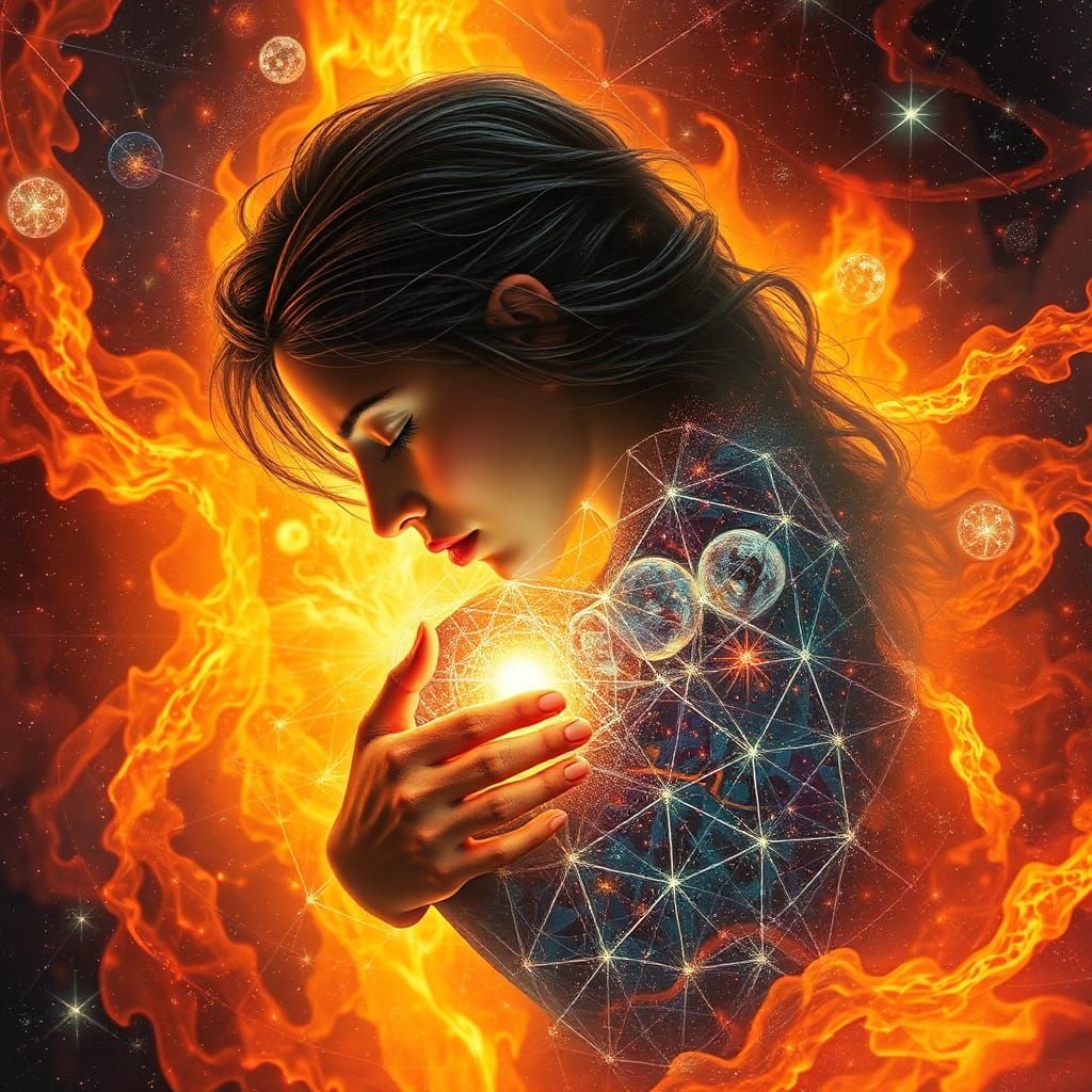 Holographic Astral Illustration: Grief and Renewal