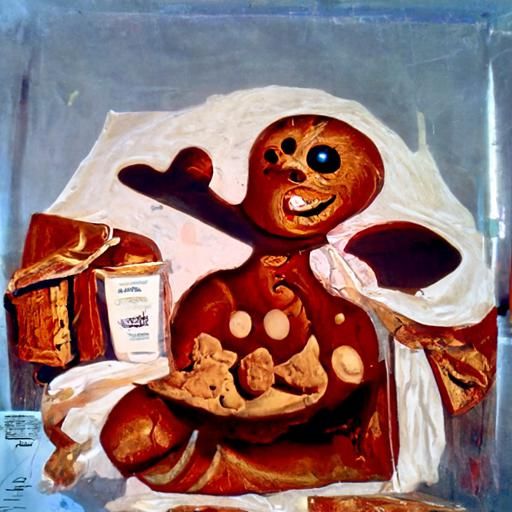 Gingerbread Man in Oil Painting Style