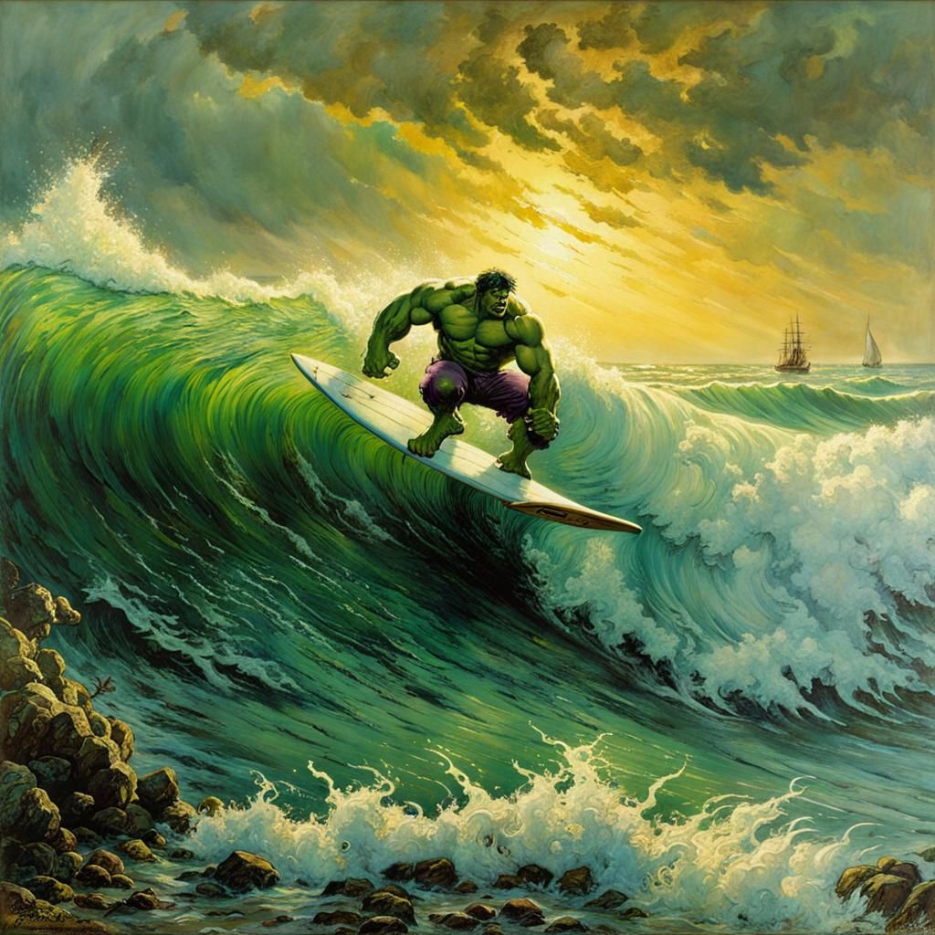 The Incredible Hulk Surfing