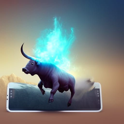 Aggressive Bull Mobile App Logo on Stock Chart