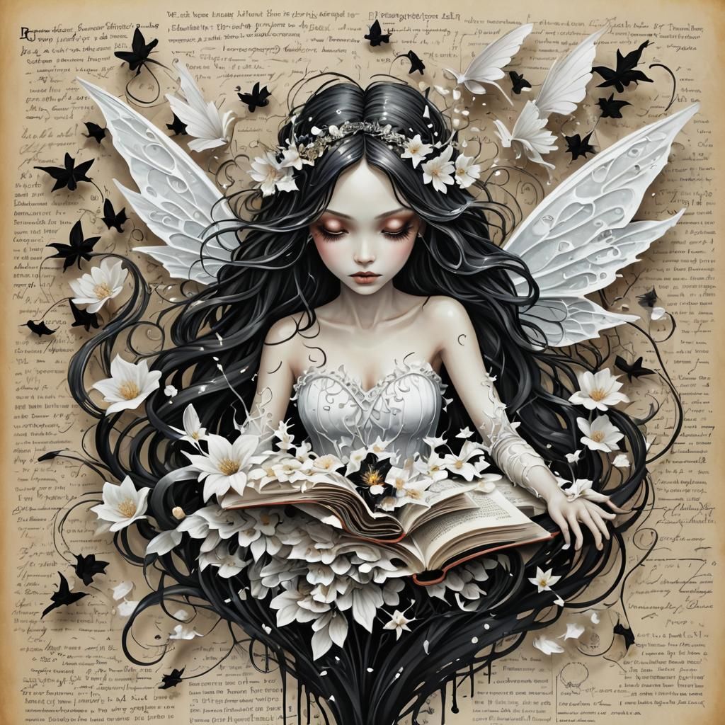 White fairy, dark fairy, Good fairy and evil fairy melting together, Virgil Ortiz, Nicholas Galanin, JayCee Beyale, Dani...