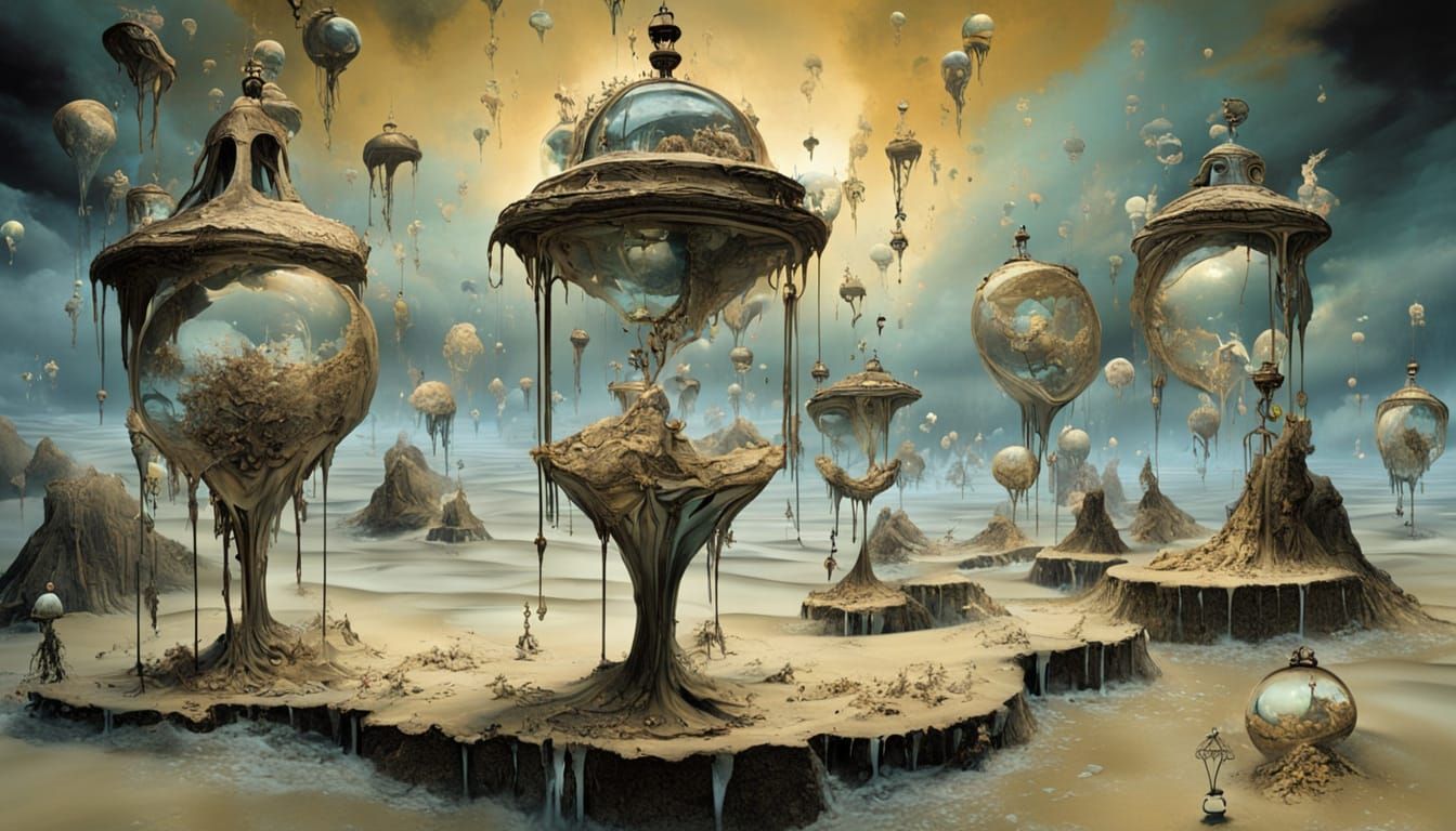 Melting Clock Fairies in Surreal Dreamscape