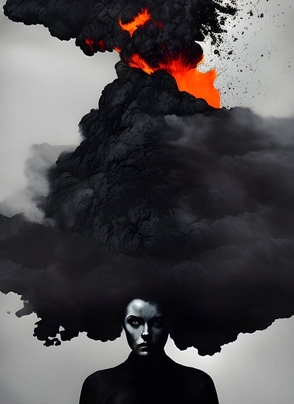 Volcanic Double Exposure Portrait in Fine Art Style