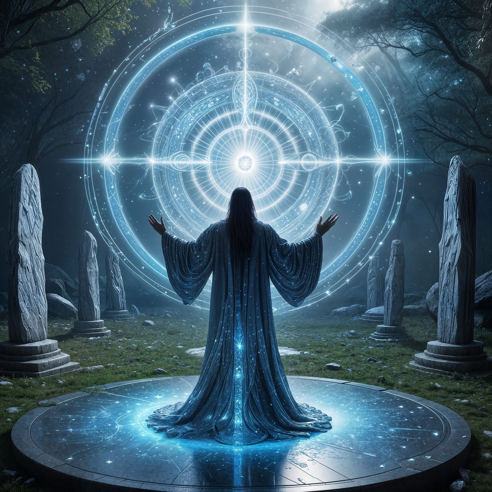 Sorcerer in a Circle of Standing Stones