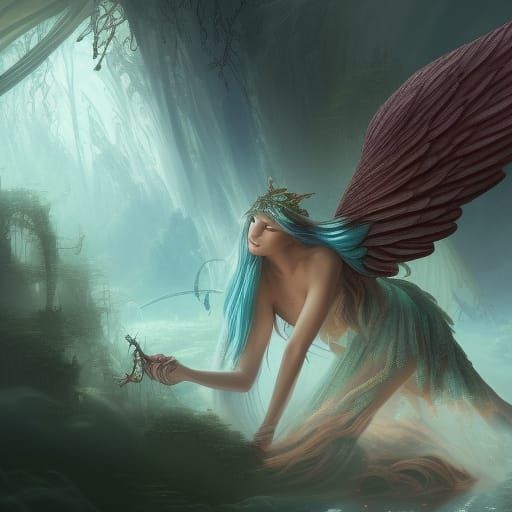 Fantastical Angelic Being in Detailed Matte Painting