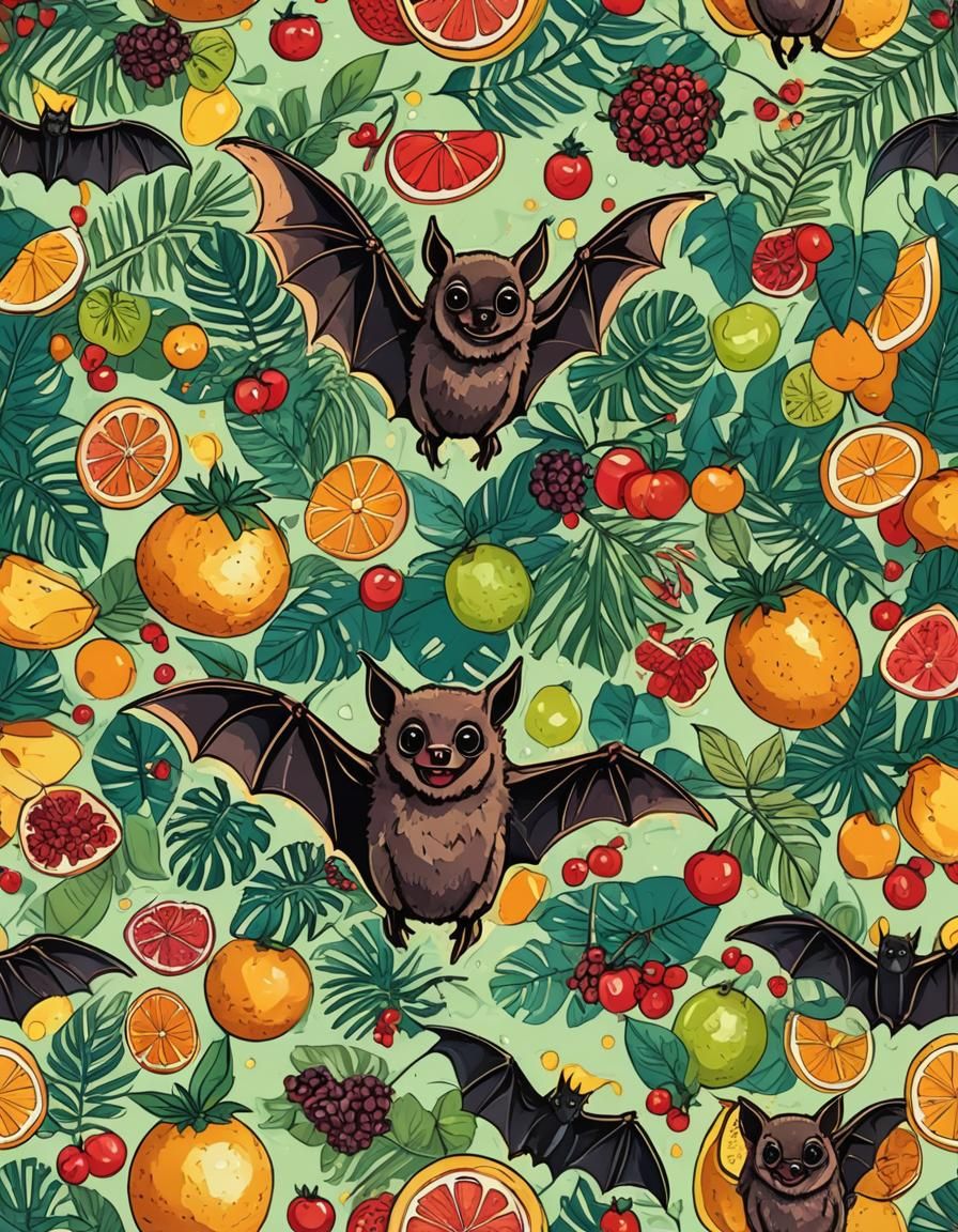 Tropical Fruit Bat in Abstract Art