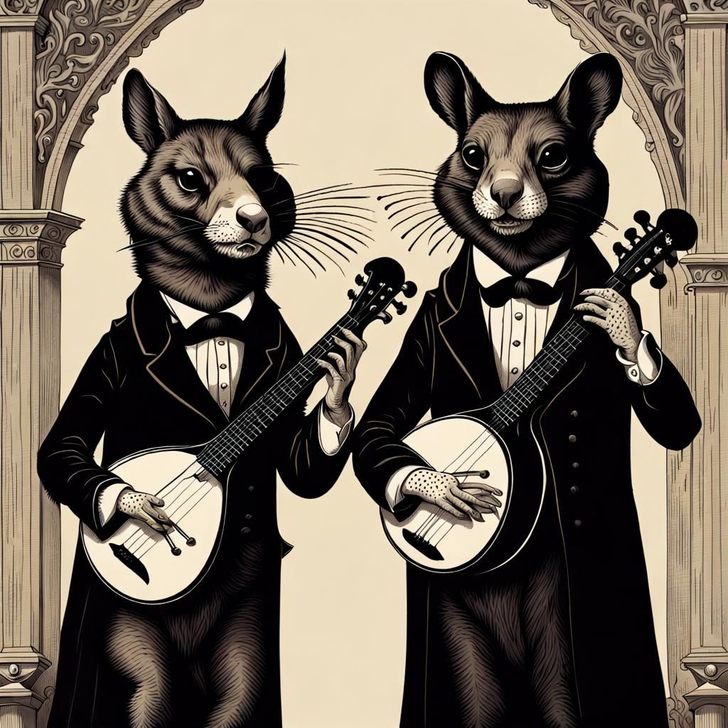Absurd Animal Minstrels in Gothic Illustration