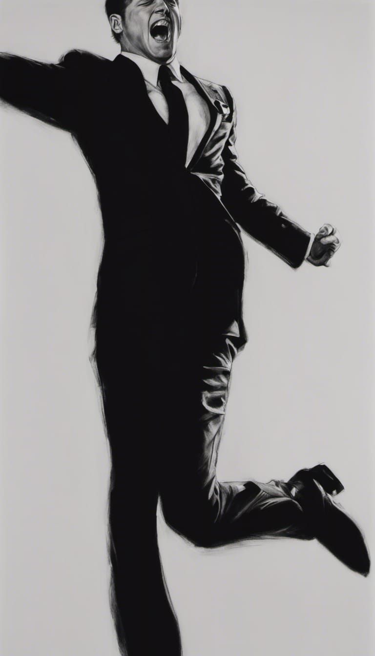 Photorealistic Charcoal Sketch of Man in Motion