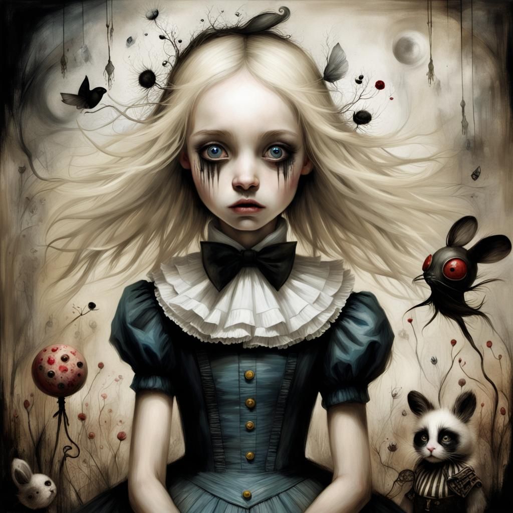 Alice in Wonderland Portrait in Surreal Style