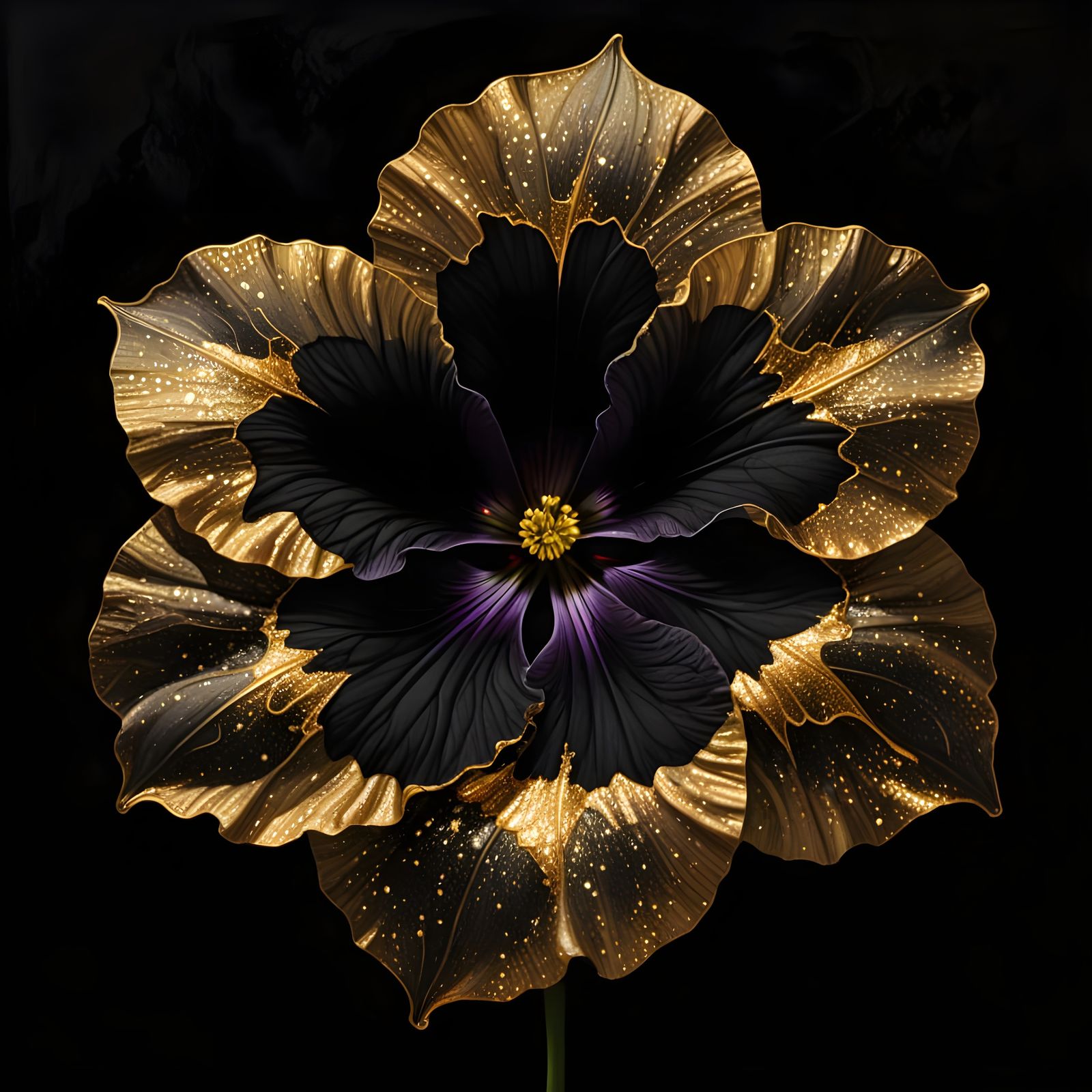 Luxurious Black Velvet Petunia in Opulent Oil Painting Style