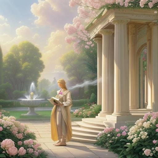 Apollo in Ethereal Garden Reading iPad