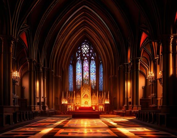 Candlelit Gothic Church: Hyperdetailed Concept Art