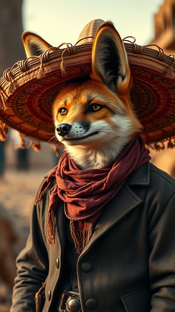 Fox Outlaw in Sombrero: Theriocephaly Western Art