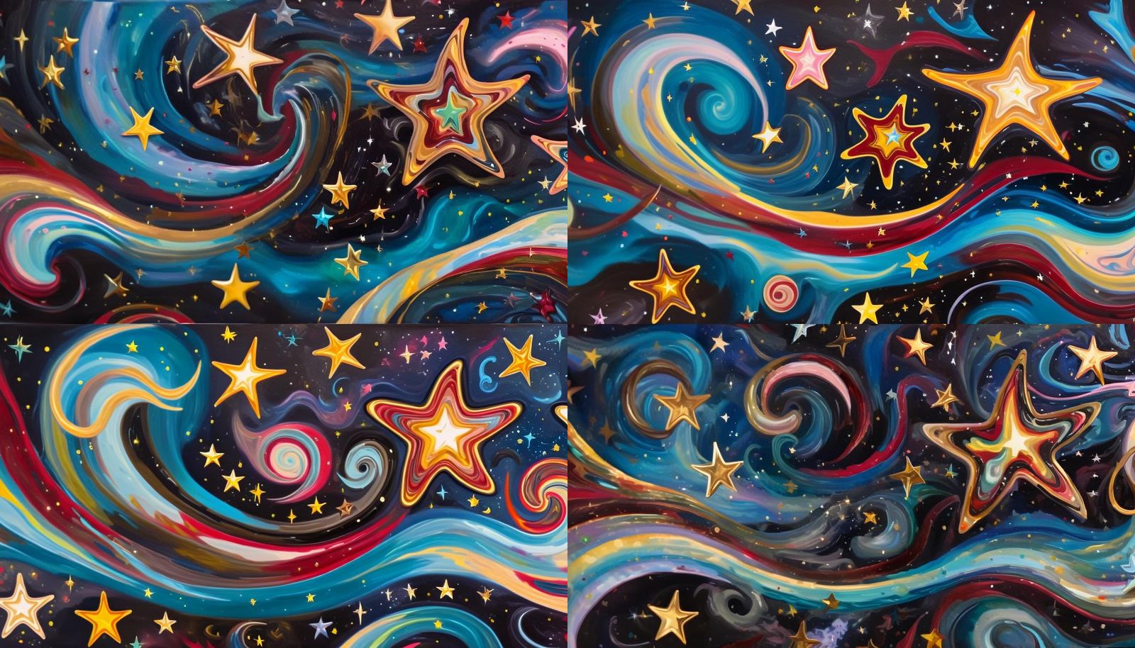 Newborn Stars in Iridescent Plasma, Impasto Painting