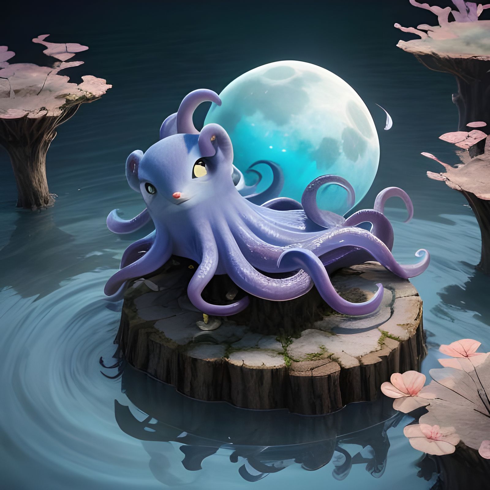 Octopus Otter in Detailed 3D Anime Art