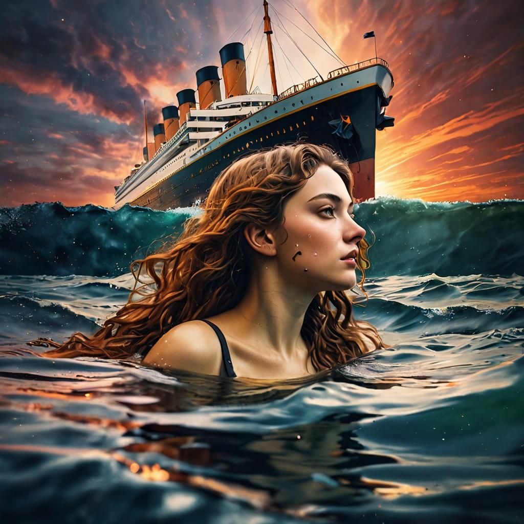 Titanic in Polaroid Squares: Hyperrealistic Concept Art