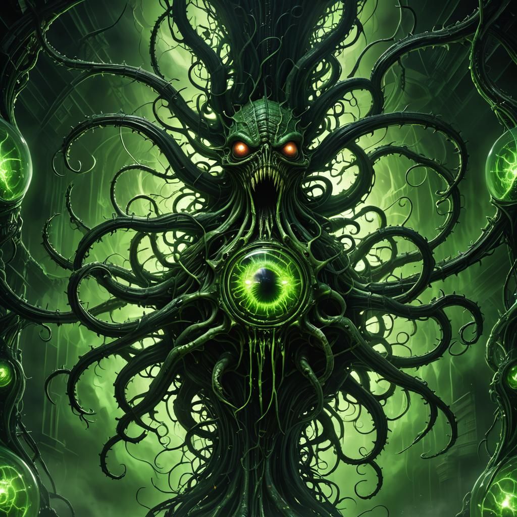 Grotesque Beholder Ooze: Dark Fantasy Horror Art