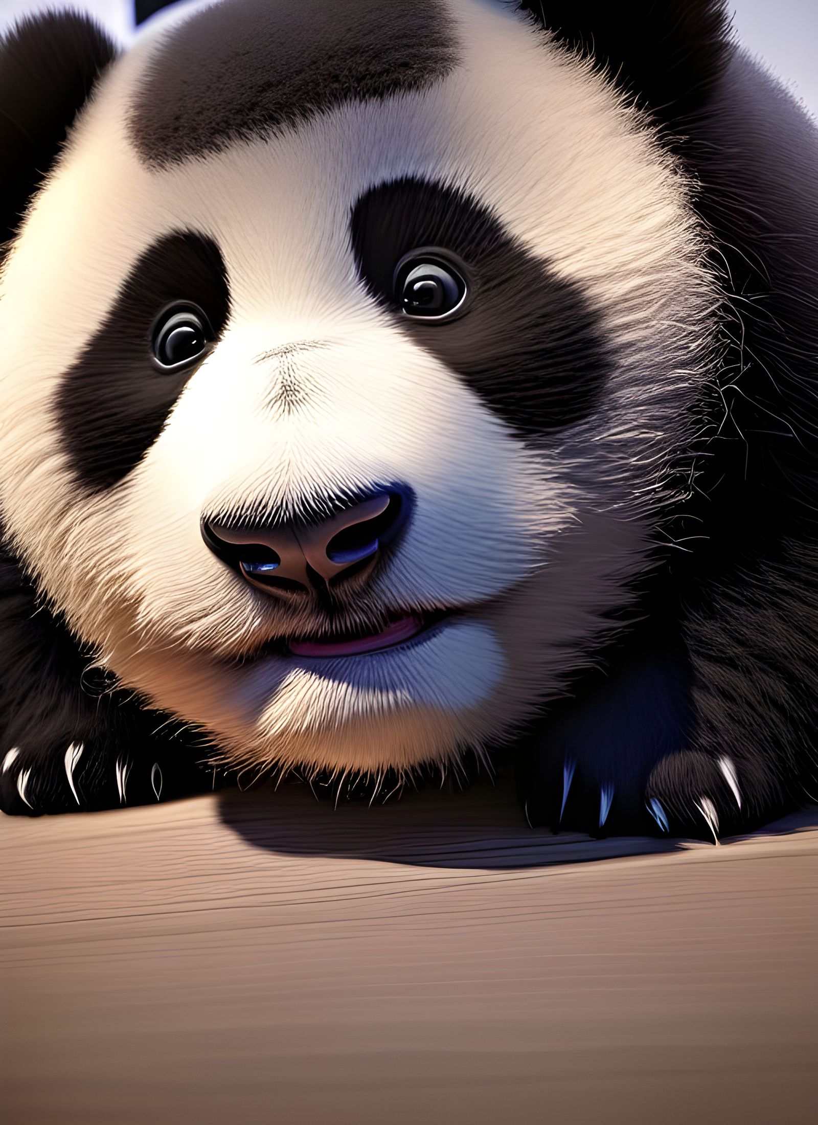 Cute Fluffy Panda with Big Round Eyes