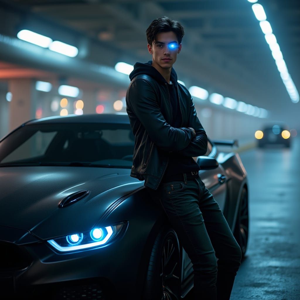 Teenage Mutant Superhero Leans Against High-Performance Car ...