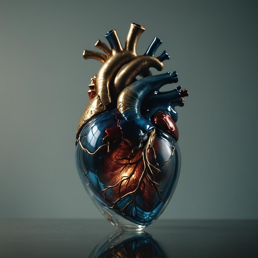 Glass Heart Sculpture in Moody Studio Lighting