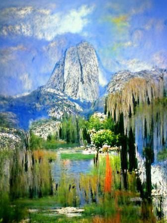 Yosemite Mountains in Impressionistic Style