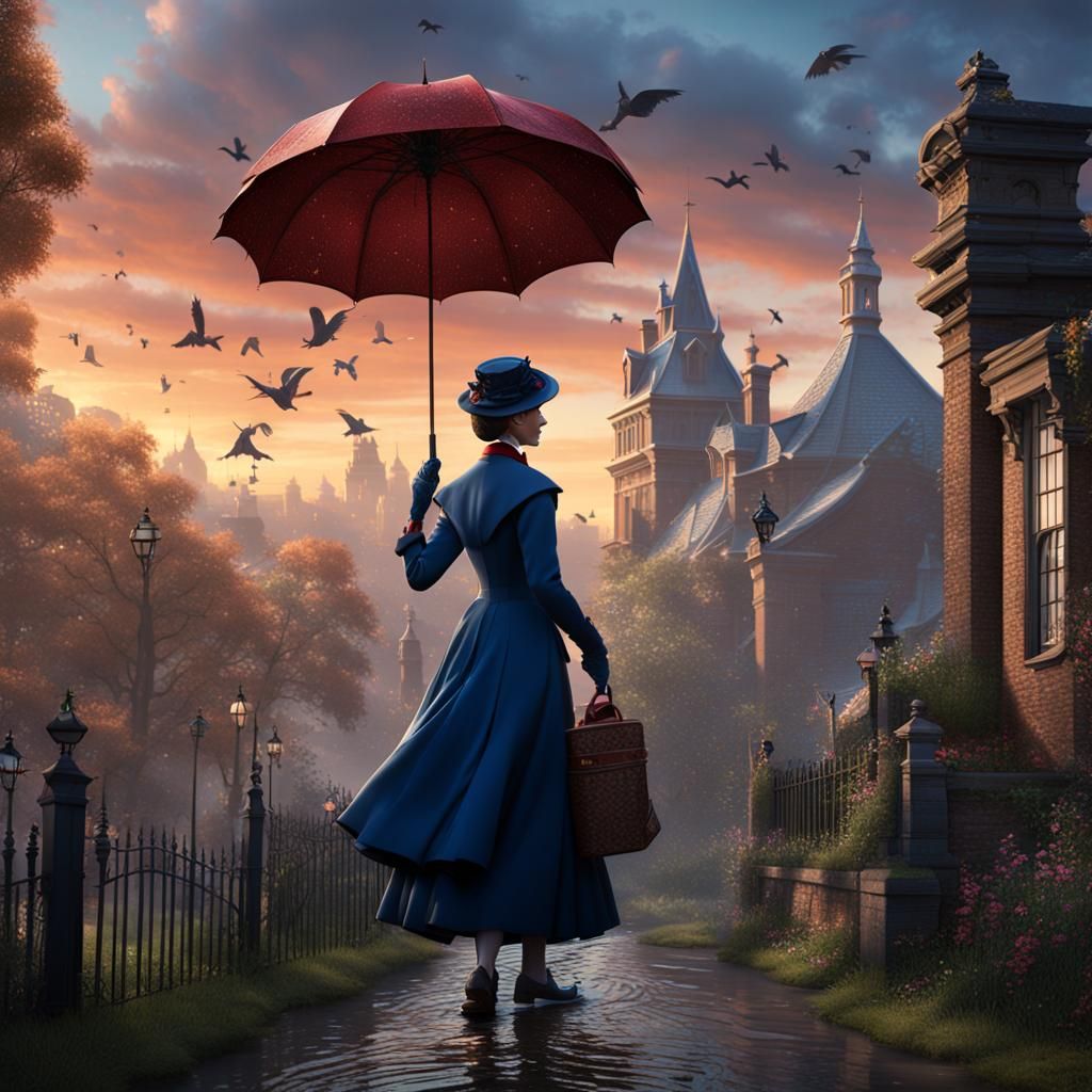 Fantastical Matte Painting of Mary Poppins