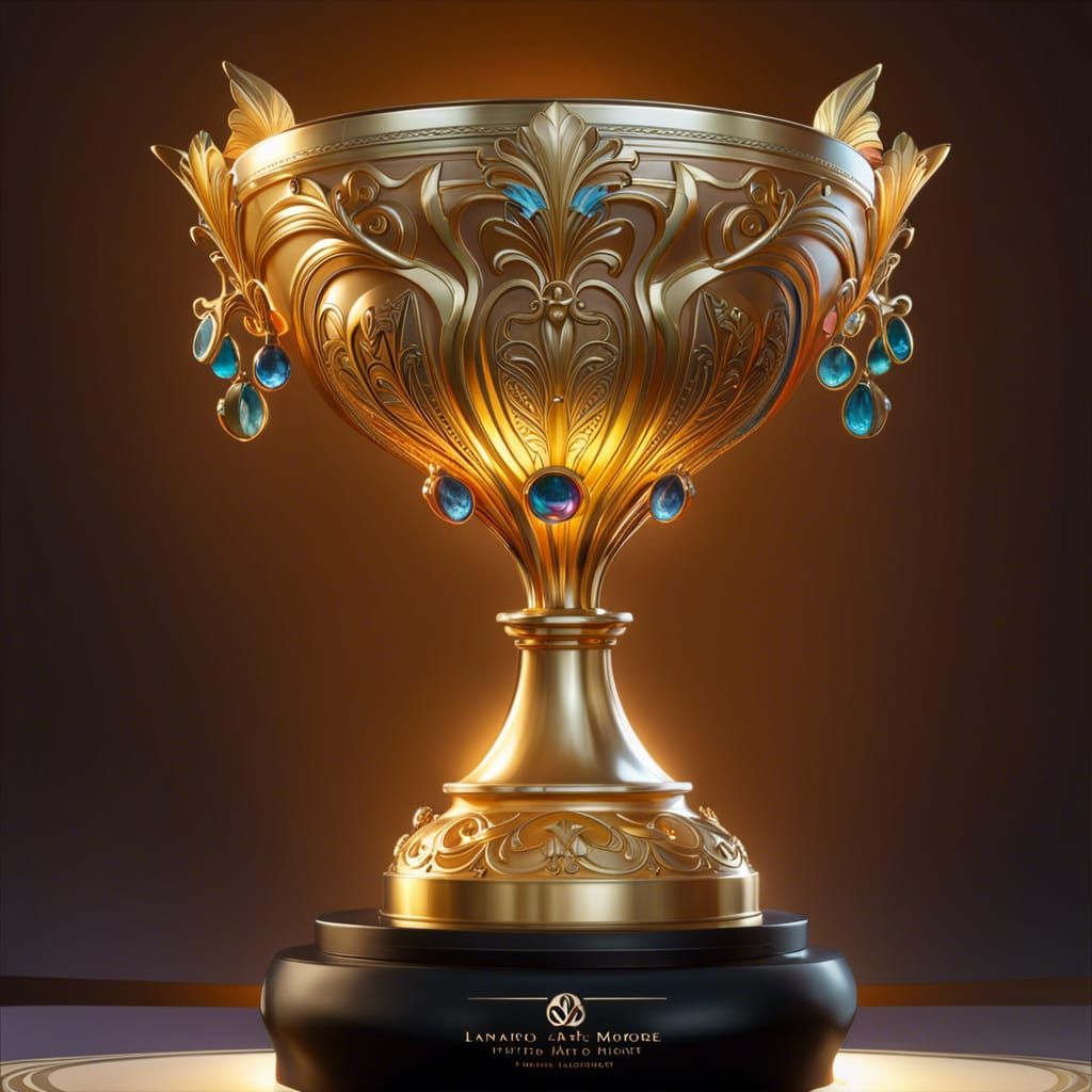 Art Nouveau Gold Trophy Bowl in 8K