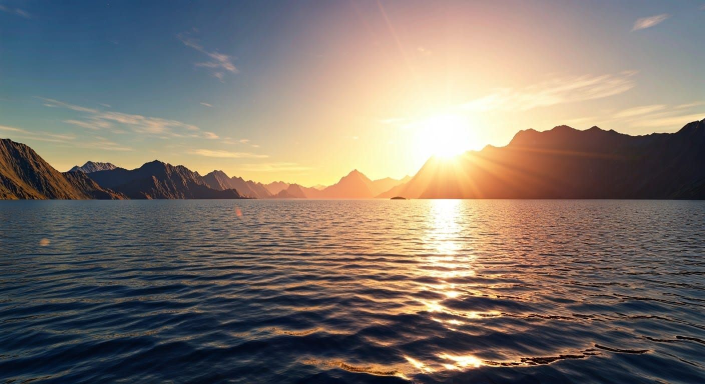 Breathtaking Mountain Lake Sunset in Hyperreal 3D