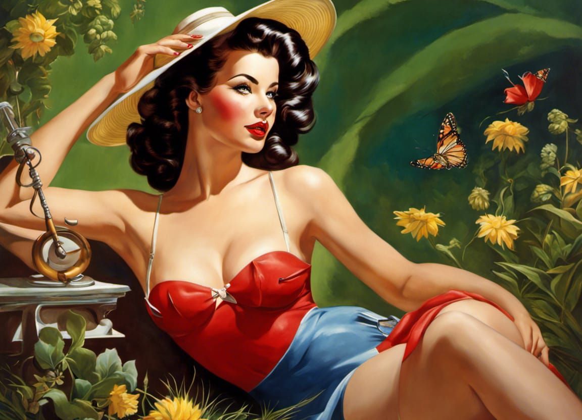 Vintage Pin-Up Girl Calendar Art