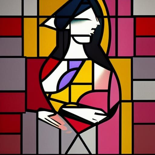 Baroque Woman in Stained Glass Style Photography