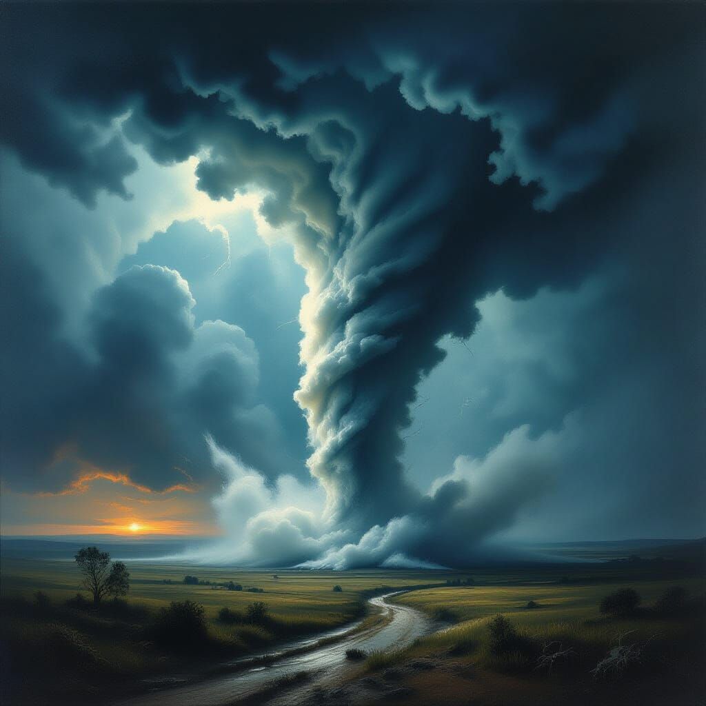 Violent Tornado Rips Through Desolate Landscape in Romantic ...