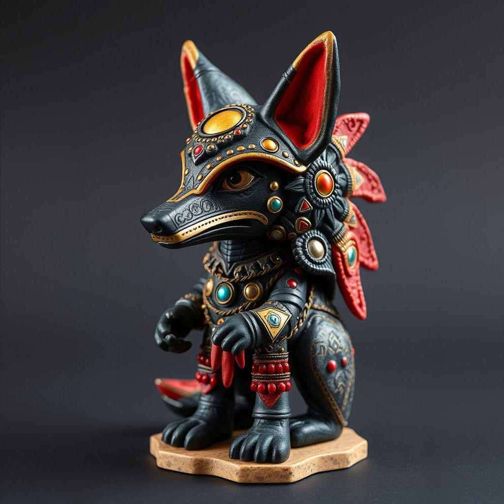 Galactic Wolf Figurine with Atomic Weaving