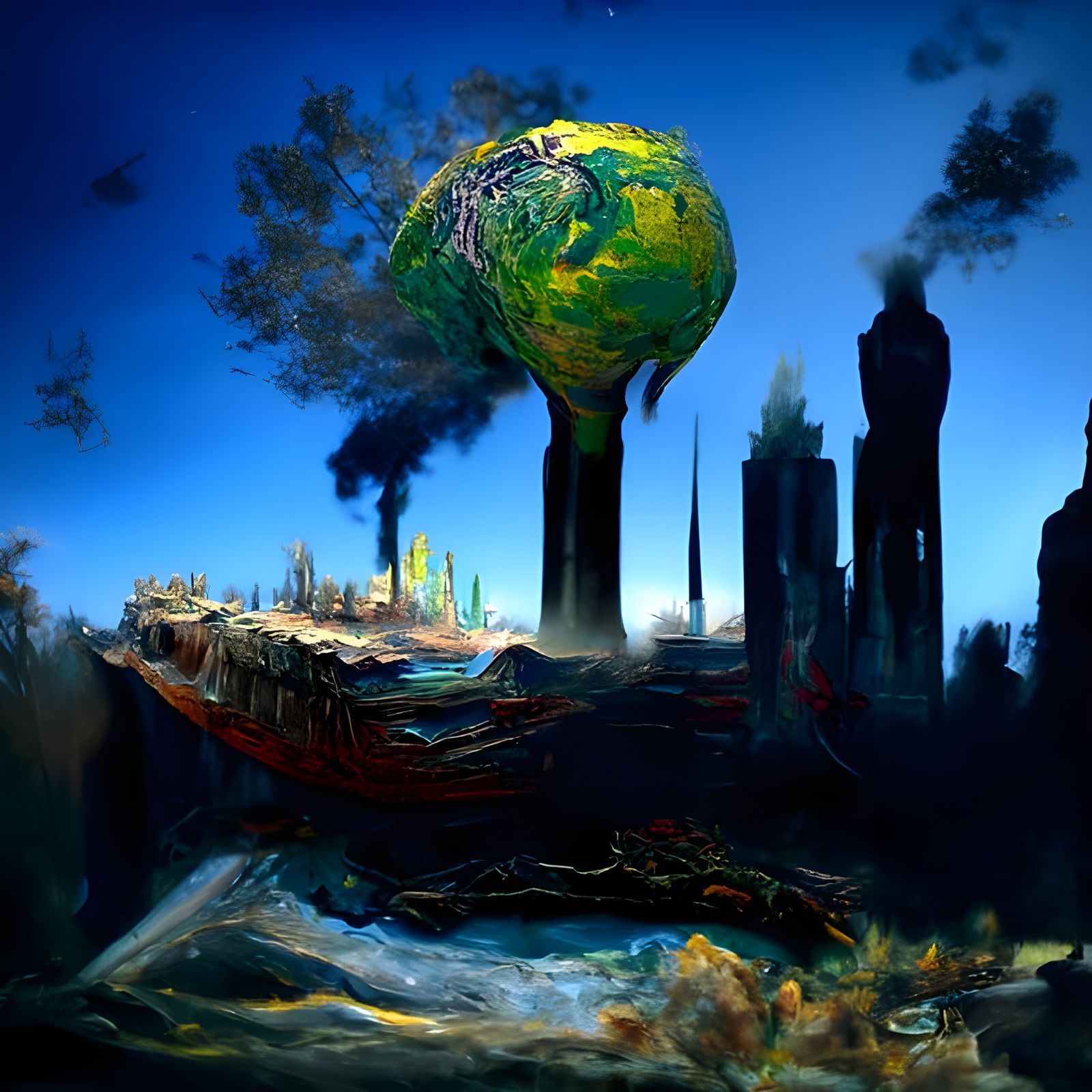 Dystopian Planet: Digital Painting of Planetary Demise