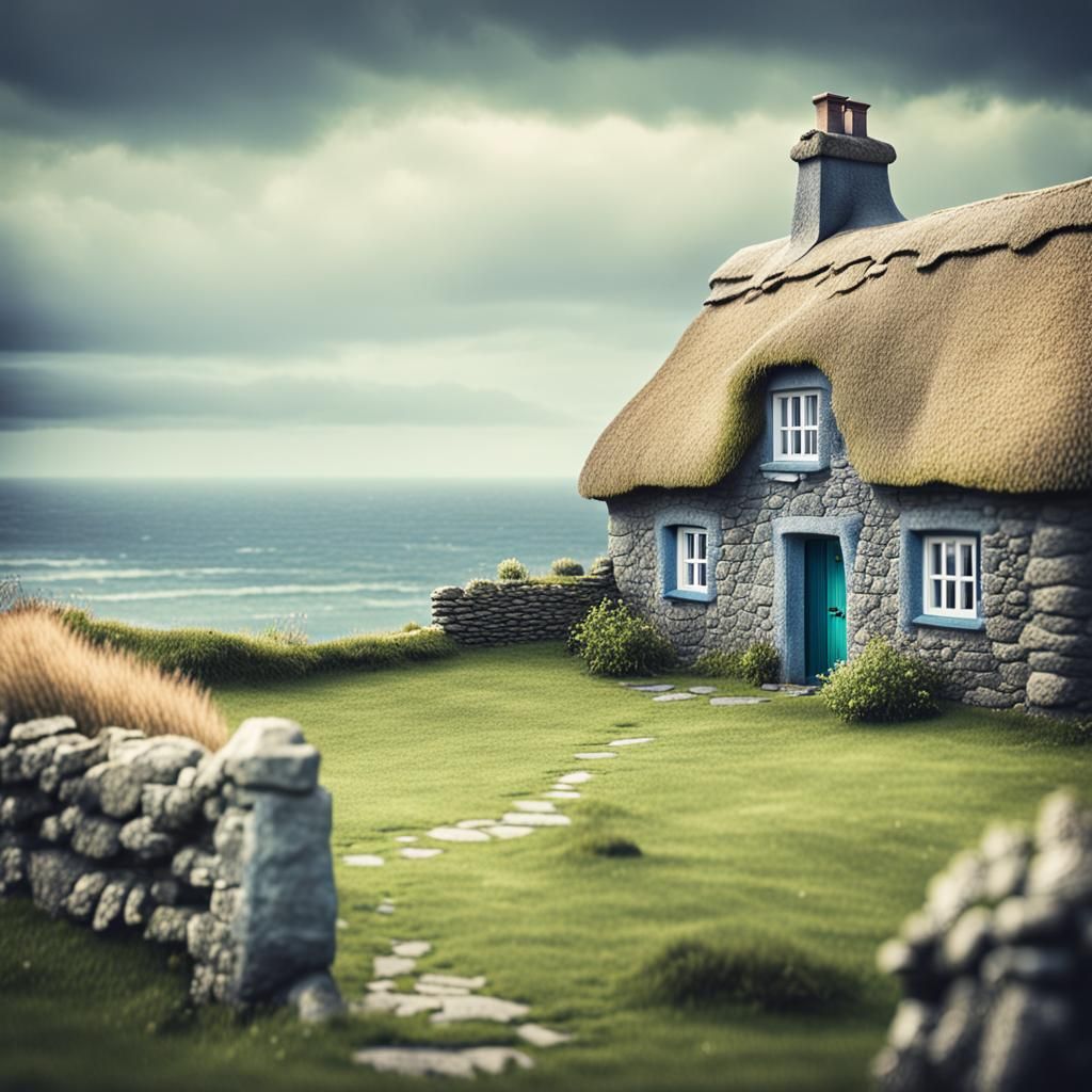 Irish Thatch Cottage With Ocean View