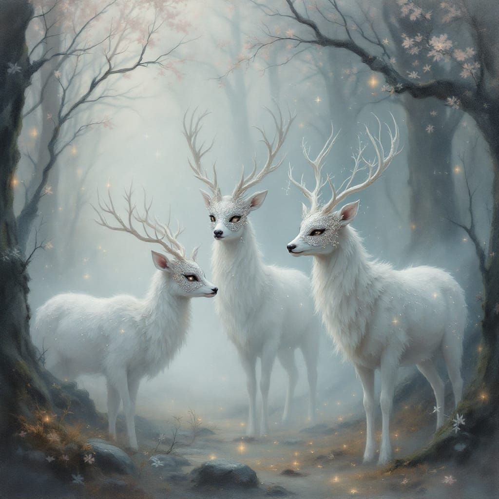 Mystical Forest Masquerade Ball with Ethereal Deer