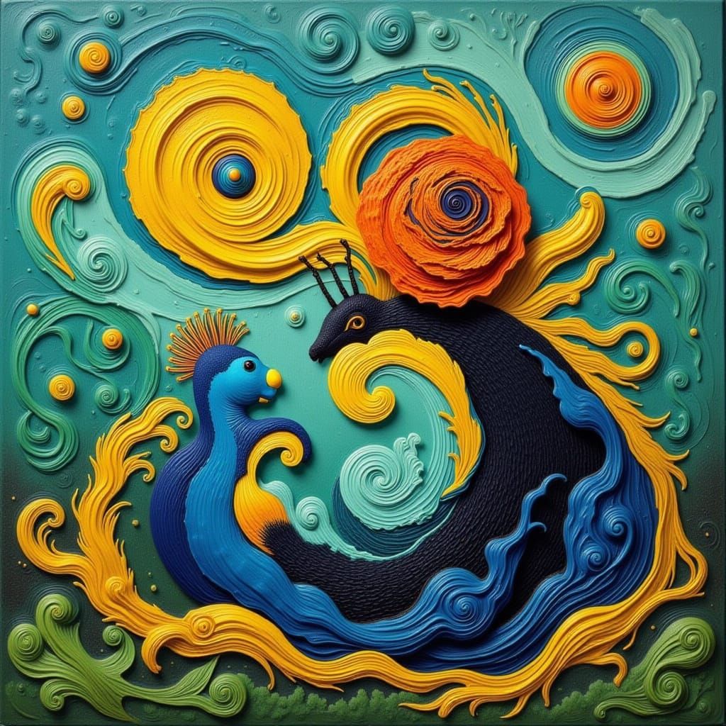 Impressionist-Inspired Waxy Cicada Portrait in Vibrant Color...