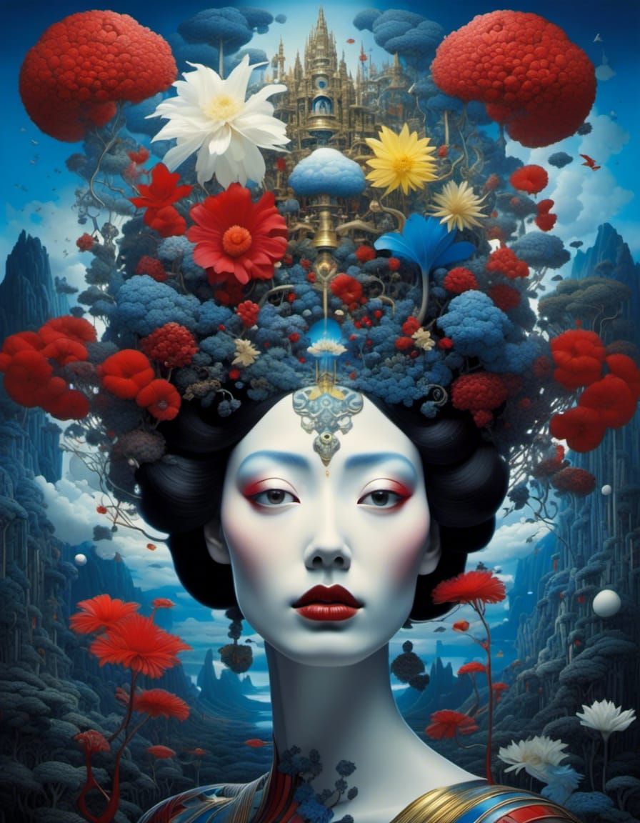 Surreal Polynesian Princess Mindscape in Burtonesque Style