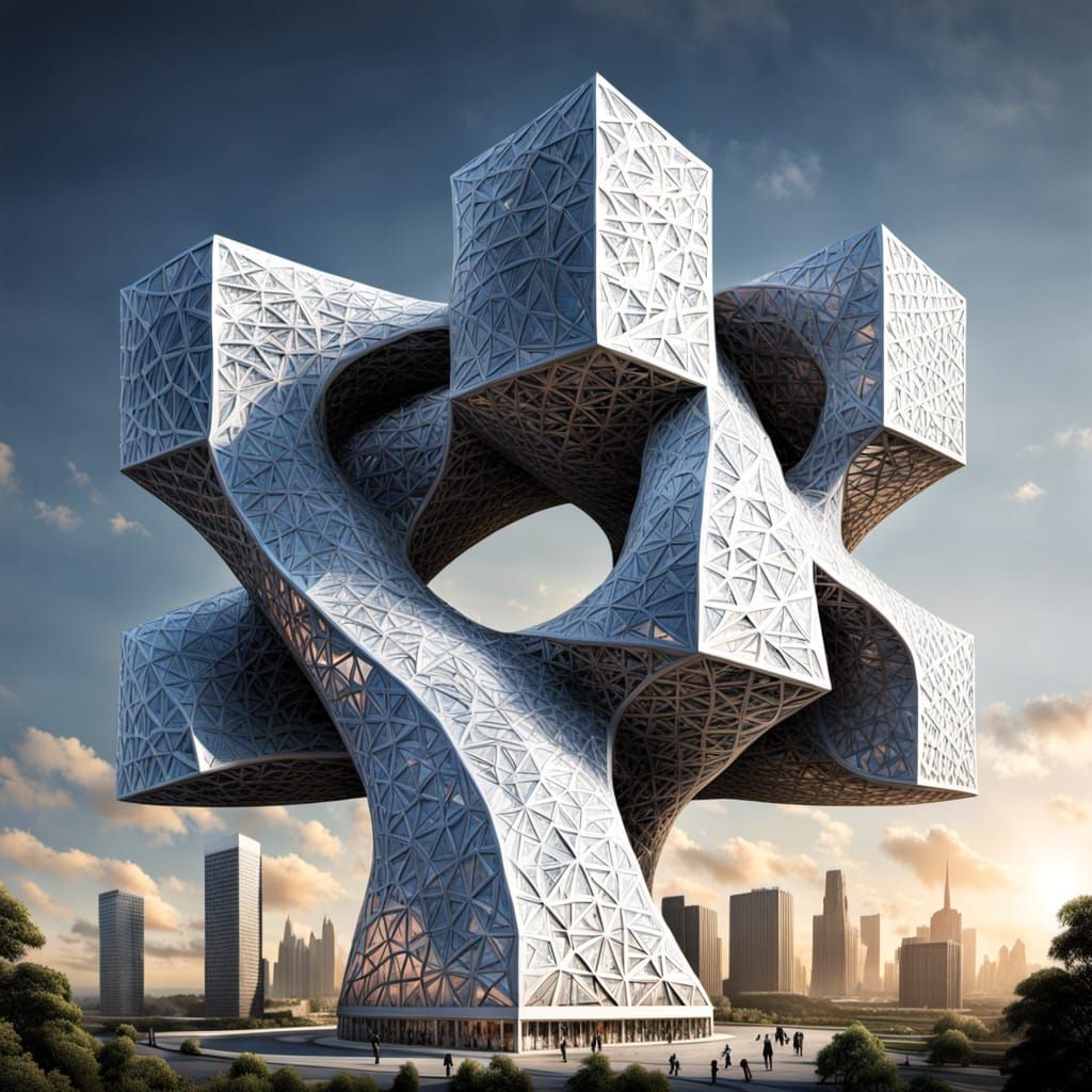 Futuristic Möbius Cube Megastructure