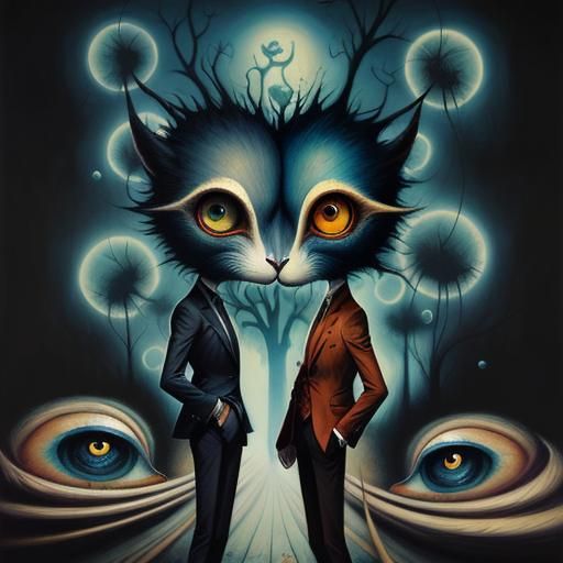 People Together in Pop Surrealism Style