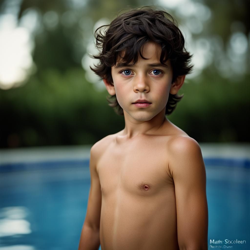Professional Portrait of Boy in Trunks with Bokeh