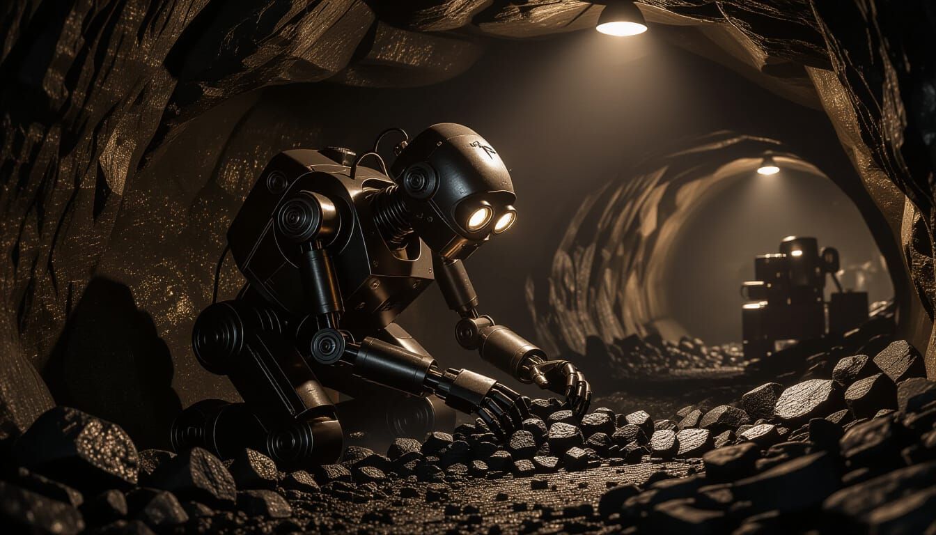 Mining Automaton Klinkerbell in Dimly Lit Coal Mine