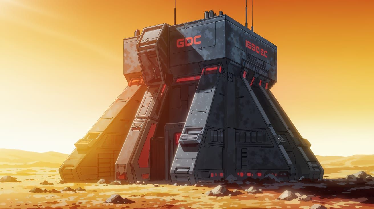 GDC Style Military Outpost in Dark Grey and Red
