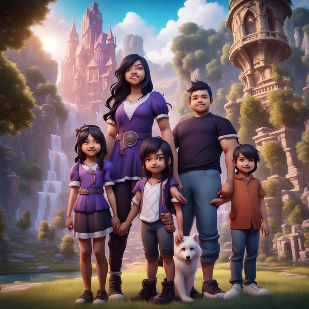 Aphmau and Aaron Family Portrait: Detailed Fantasy Art