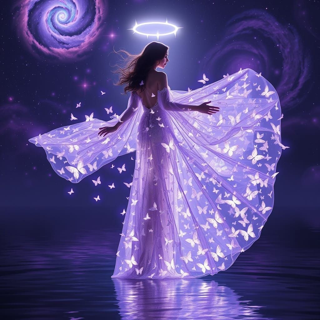 Ethereal Enchantress Under Celestial Skies