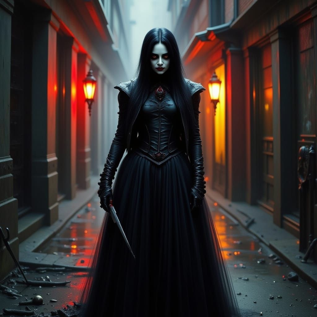 Gothic Serial Killer in Dark Futuristic Style