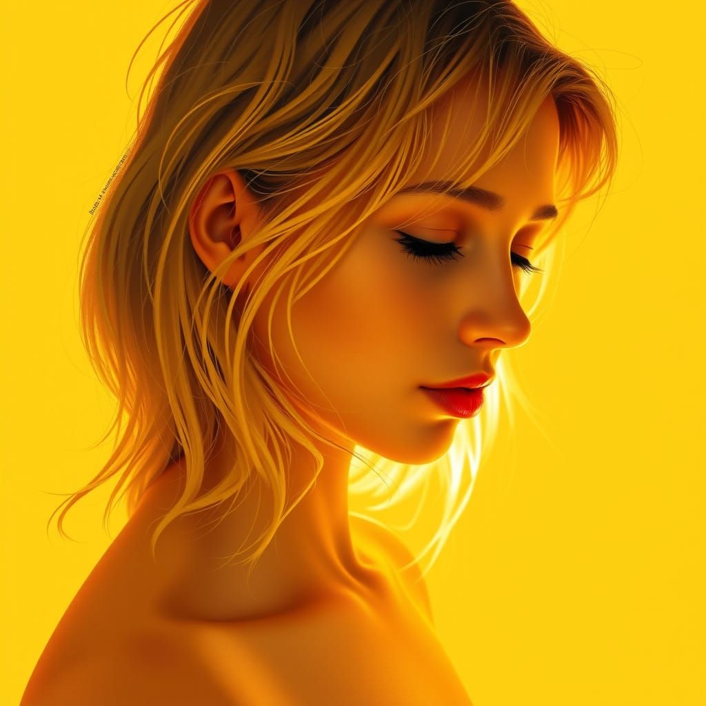 Ethereal Young Woman in Warm Golden Light