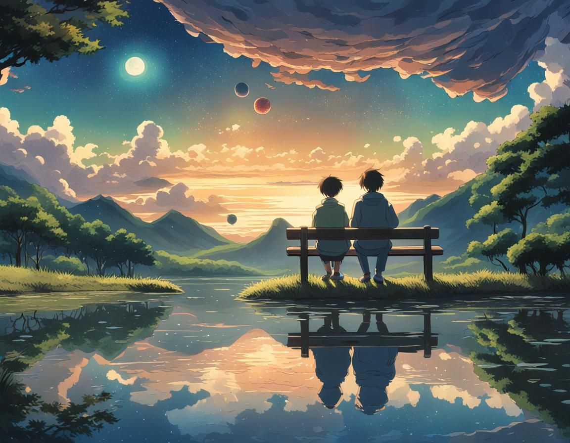 Romantic Cosmic Moment in Vibrant Colors