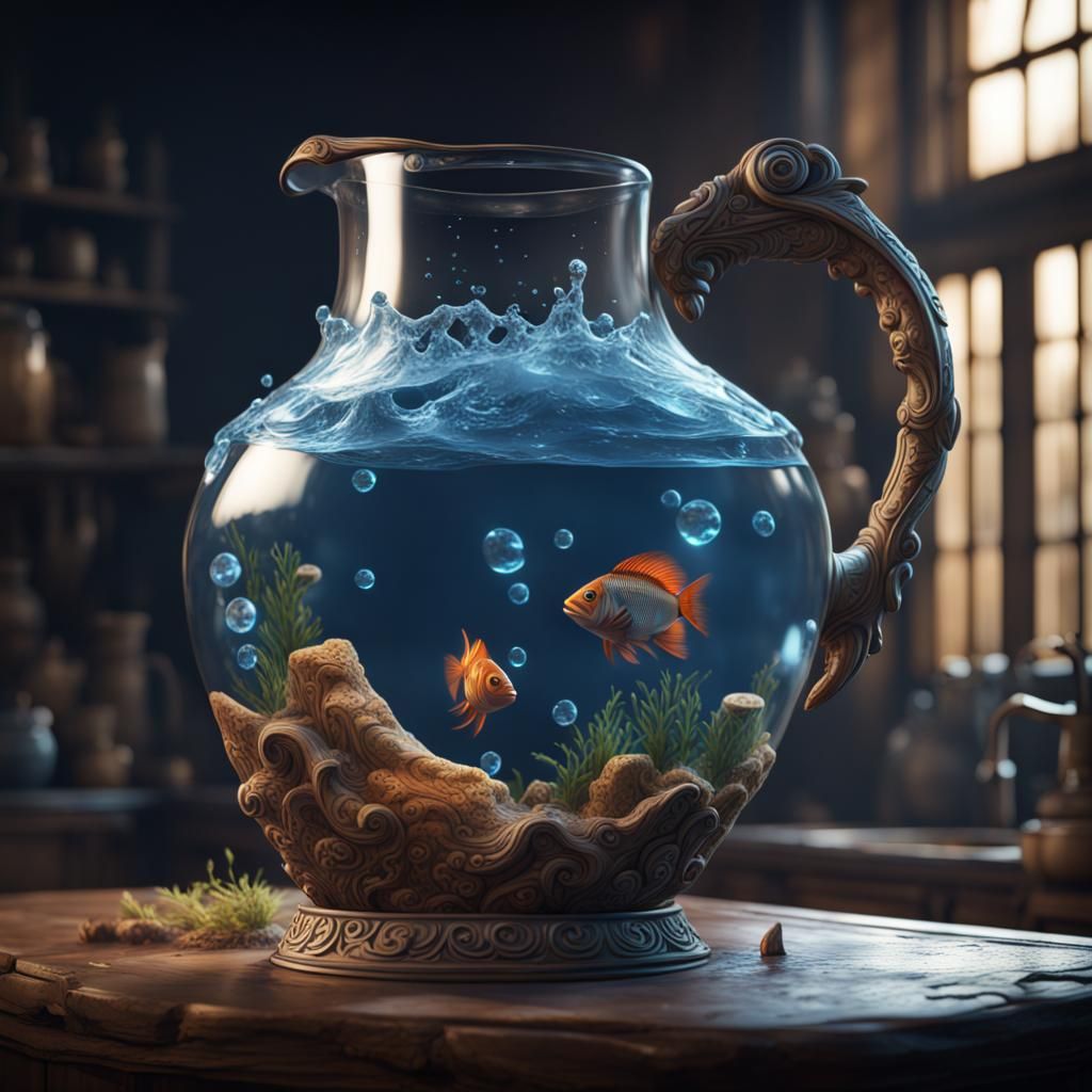 Fish in Jug: Detailed Matte Painting