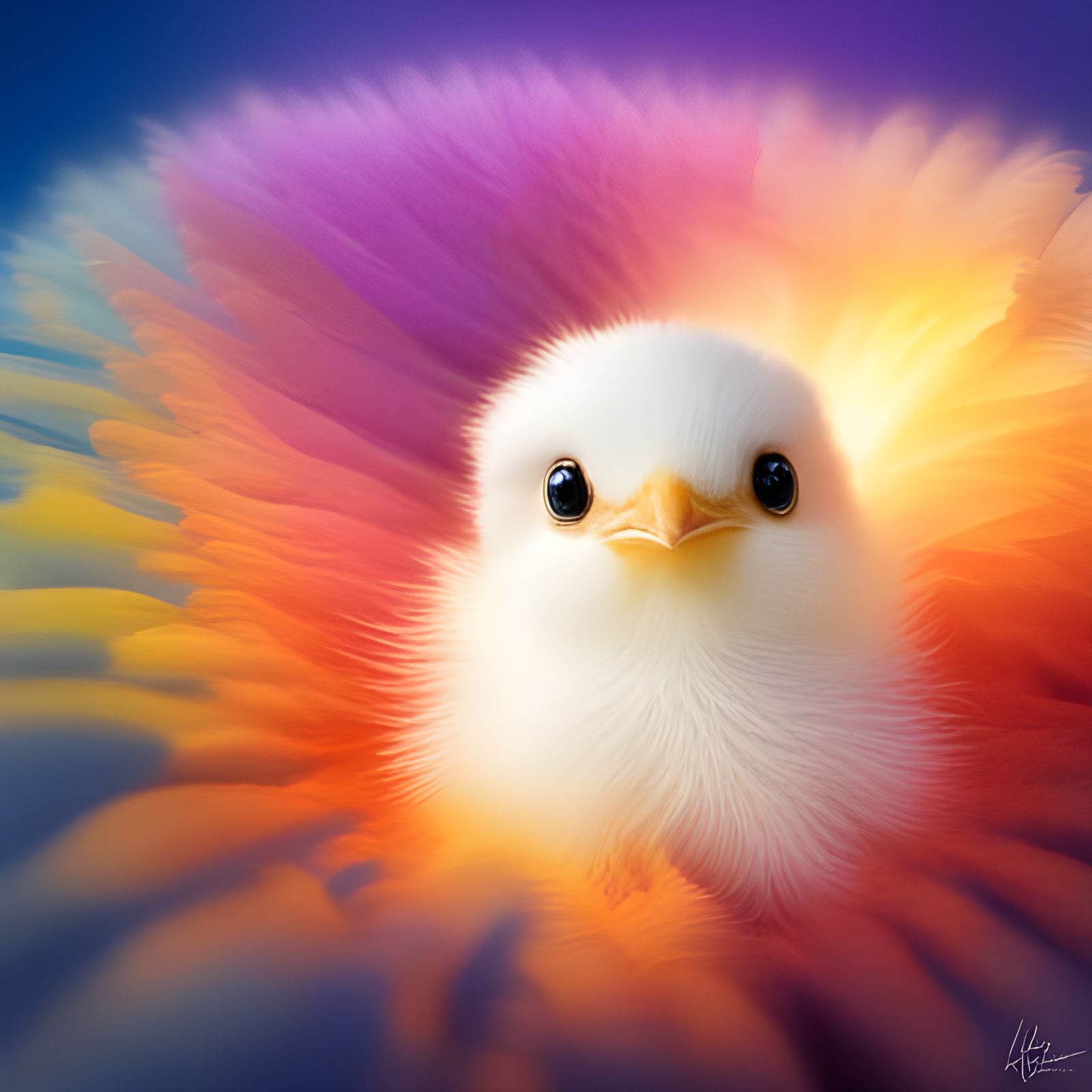 Adorable Rainbow Chick in Divine Sunshine